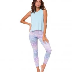 NEW ARRIVALS Onzie High Waisted Basic 7/8 Yoga Leggings Rainbow Snake