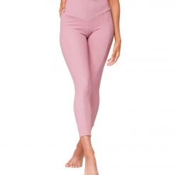 Onzie Ribbed Sweetheart 7/8 Yoga Leggings Antique Rose CLOTHING