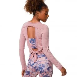 CLOTHING Onzie Vintage Tie Back Long Sleeve Yoga Top Fawn Vintage