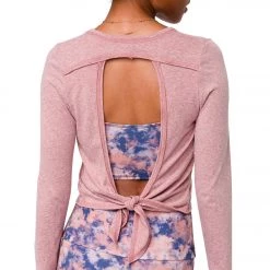 CLOTHING Onzie Vintage Tie Back Long Sleeve Yoga Top Fawn Vintage