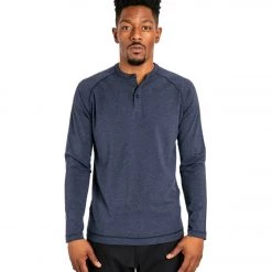 CLOTHING Public Rec Go-To Henley Heather Navy