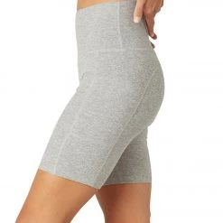 Beyond Yoga Spacedye Team Pockets High Waisted Biker Shorts Silver Mist