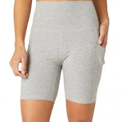 Beyond Yoga Spacedye Team Pockets High Waisted Biker Shorts Silver Mist