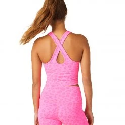 Beyond Yoga Leopard Studio Cropped Yoga Tank Top Electric Pink
