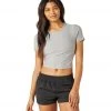 CLOTHING Beyond Yoga Featherweight Spacedye Ruched Down Cropped Tee Silver Mist 2 CLOTHING Beyond Yoga Featherweight Spacedye Ruched Down Cropped Tee Silver Mist