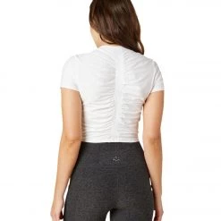 CLOTHING Beyond Yoga Featherweight Spacedye Ruched Down Cropped Tee Cloud White 8 CLOTHING Beyond Yoga Featherweight Spacedye Ruched Down Cropped Tee Cloud White