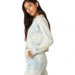 Beyond Yoga Weekend Boxy Cropped Pullover Mermaid Green-Limoncello Tie Dye