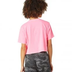 Beyond Yoga Stay In Oversized Cropped Tee Washed Electric Pink