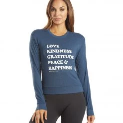 CLOTHING Spiritual Gangster Happiness Crew Neck Savasana Pullover Faded Navy