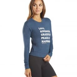 CLOTHING Spiritual Gangster Happiness Crew Neck Savasana Pullover Faded Navy