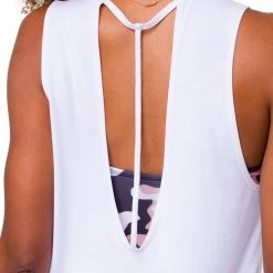 Onzie Cut Out Yoga Tank White CLOTHING