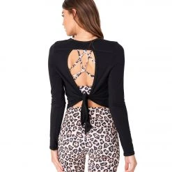 Onzie Tie Back Long Sleeve Top Black CLOTHING 9 Onzie Tie Back Long Sleeve Top Black CLOTHING