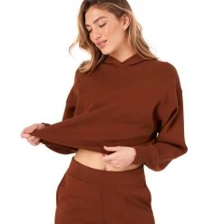CLOTHING Onzie Crop After Yoga Hoodie Brown