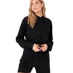 Onzie Cinch Crop Hoodie Black Fleece