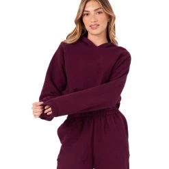 CLOTHING Onzie Cinch Crop Hoodie Fig Fleece