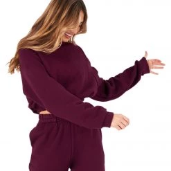 CLOTHING Onzie Cinch Crop Hoodie Fig Fleece