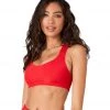 Onzie Half Moon Yoga Sports Bra Red Rib NEW ARRIVALS