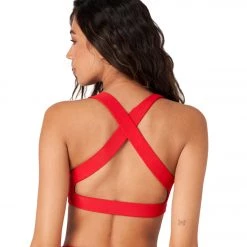 Onzie Half Moon Yoga Sports Bra Red Rib NEW ARRIVALS