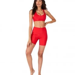 Onzie Half Moon Yoga Sports Bra Red Rib NEW ARRIVALS