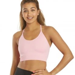 Spiritual Gangster Icon T-Back Sports Bra Paradise Pink CLOTHING
