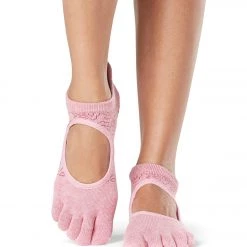 Toesox Organic Bellarina Grip Full Toe Socks Azalea