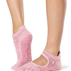 Toesox Organic Bellarina Grip Full Toe Socks Azalea
