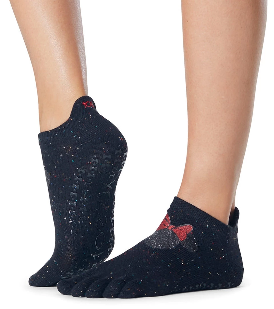 Toesox Grip Full Toe Low Rise Socks Confetti Minnie ACCESSORIES 4 Toesox Grip Full Toe Low Rise Socks Confetti Minnie ACCESSORIES