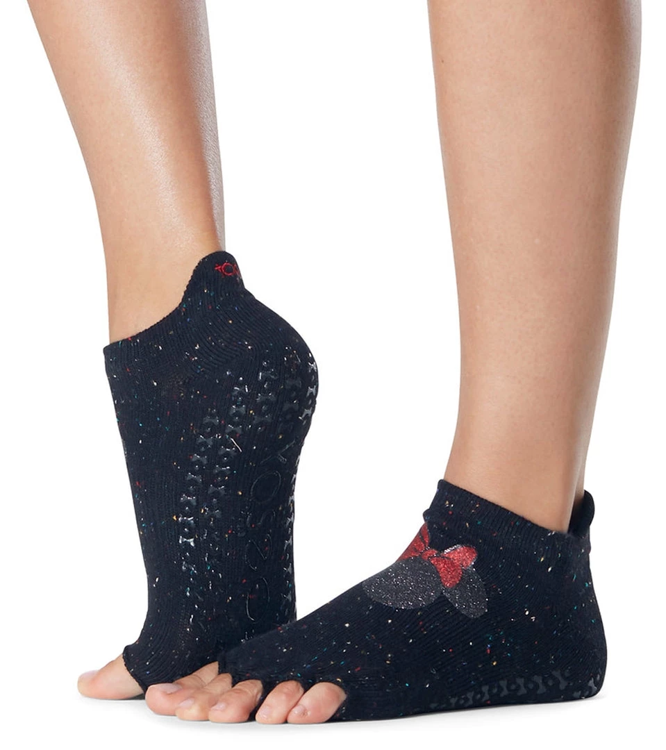 Toesox Grip Half Toe Low Rise Socks Confetti Minnie 4 Toesox Grip Half Toe Low Rise Socks Confetti Minnie