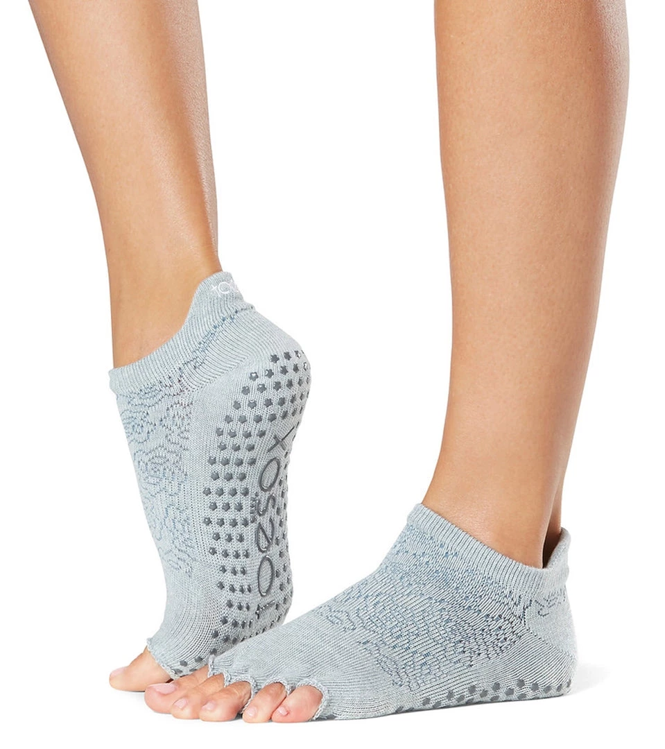 Toesox Grip Half Toe Low Rise Socks Hydrangea 4 Toesox Grip Half Toe Low Rise Socks Hydrangea