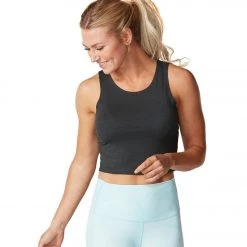 CLOTHING Tavi Crop Yoga Tank Charcoal Grey