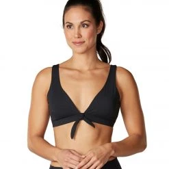 Tavi Tie Front Yoga Sports Bra Ebony