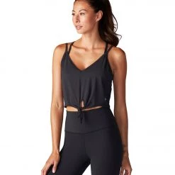 Tavi Tie Front Yoga Tank Ebony CLOTHING