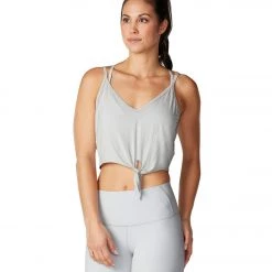 CLOTHING Tavi Tie Front Yoga Tank Light Grey