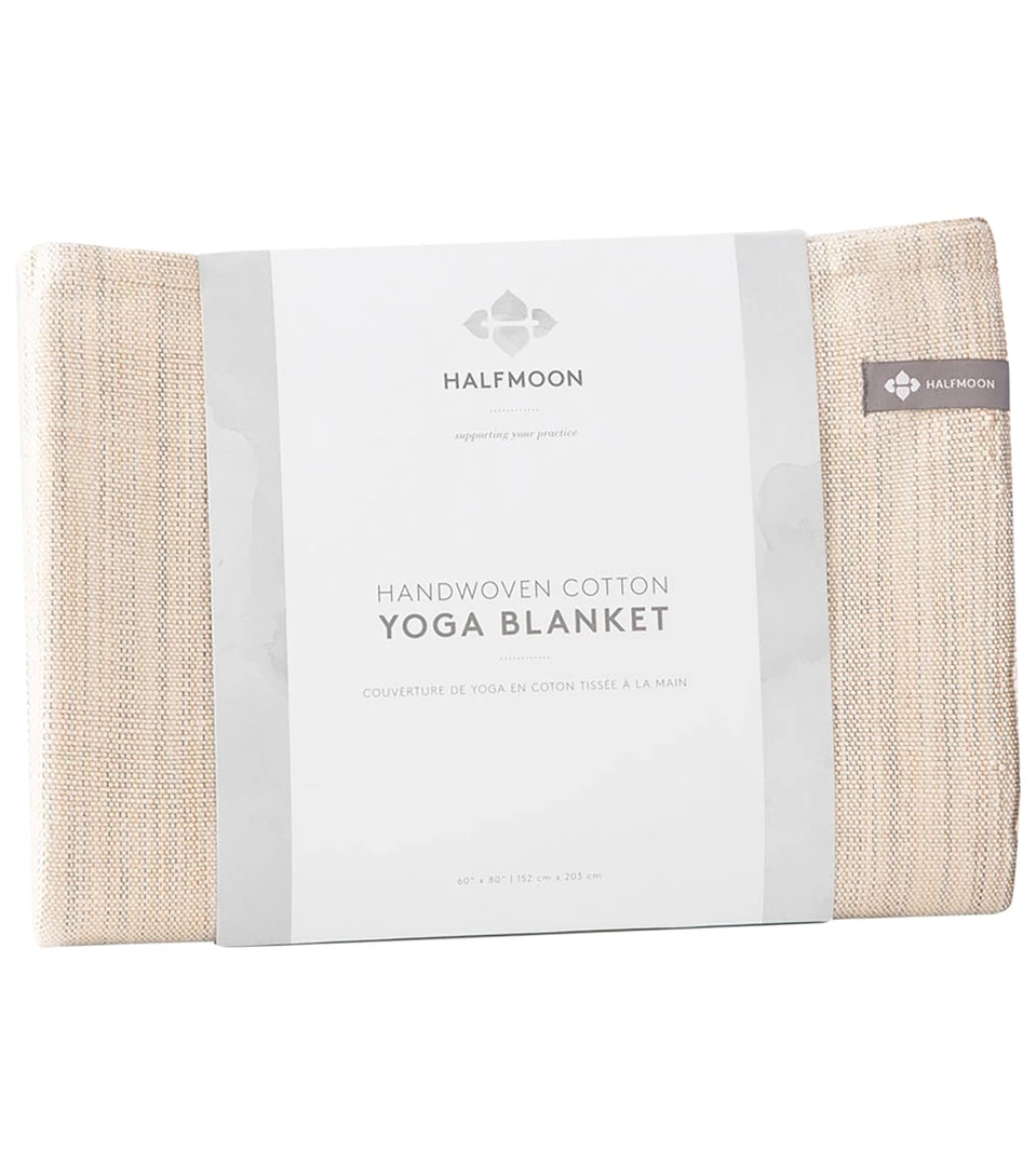 Halfmoon Melange Cotton Yoga Blanket Sandstone 4 Halfmoon Melange Cotton Yoga Blanket Sandstone