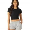 Beyond Yoga Featherweight Spacedye Ruched Down Cropped Tee Darkest Night 1 Beyond Yoga Featherweight Spacedye Ruched Down Cropped Tee Darkest Night
