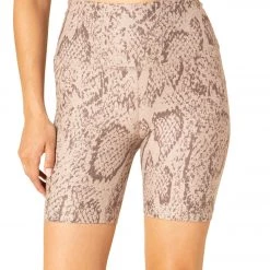 Beyond Yoga Spacedye Printed High Waisted Biker Shorts Chai Cocoa Leopard CLOTHING