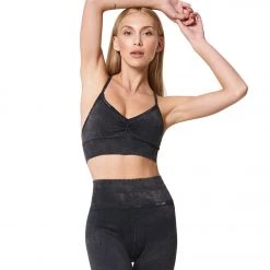NUX Paloma Mineral Wash Yoga Sports Bra Black Wash CLOTHING