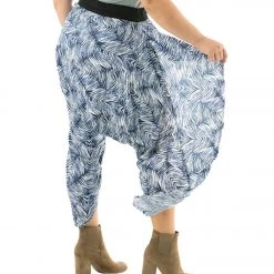 CLOTHING Buddha Pants Flap Harem Pants Blue Zebra