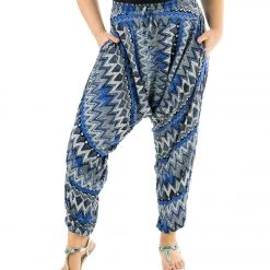 Buddha Pants Zag Harem Pants Blue Zags CLOTHING