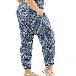 Buddha Pants Zag Harem Pants Blue Zags CLOTHING