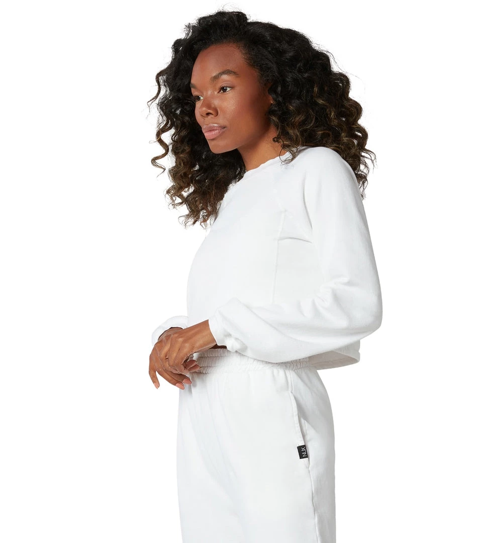 CLOTHING NUX Don't Stop Organic Crop Pullover White 4 CLOTHING NUX Don't Stop Organic Crop Pullover White