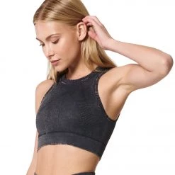 NUX One By One Mineral Wash Crop Top Black Wash