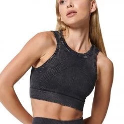 NUX One By One Mineral Wash Crop Top Black Wash
