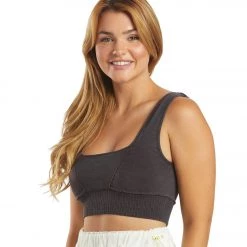 Free People Good Karma Square Neck Sports Bra Black