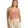 Free People Seamless Skinny Strap Crop Top Iced Chai CLOTHING