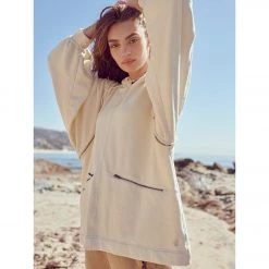 Free People Close Call Zip Hoodie Brushed Sail CLOTHING