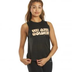 Spiritual Gangster Golden Active Muscle Tank Black CLOTHING
