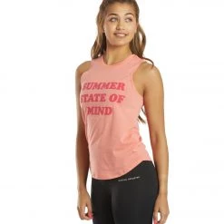 CLOTHING Spiritual Gangster Summer Muscle Tank Flamingo