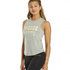 CLOTHING Spiritual Gangster Choose Happy Muscle Tank Heather Grey