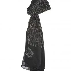 ACCESSORIES Yak & Yeti Mantra Om Printed Rayon Scarves Black